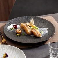 Assiette plate en porcelaine de style hôtel, motif pierre blanche, vaisselle de table rituelle de restaurant, assiette à dessert, assiette à dîner en céramique