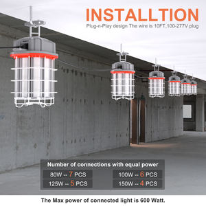 Lumière de travail LED industrielle IP65 étanche 5000K 150W 100W 100-277VAC Prise US pour atelier et construction Utilisation en extérieur - Product Image 3