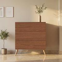 Commode de style Mid-Century Modern à 3 tiroirs, sans poignées, avec pieds coniques, meuble console pour salon, commande en gros, fournisseur OEM