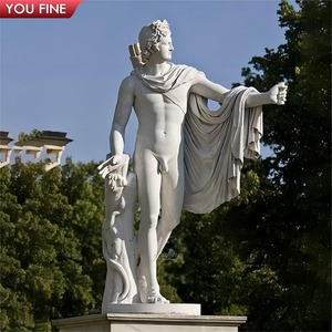 <span class=keywords><strong>Scultura</strong></span> di <span class=keywords><strong>Apollo</strong></span> intagliata a mano di pietra naturale della statua del giardino maschio nudo di marmo famoso - Product Image 1