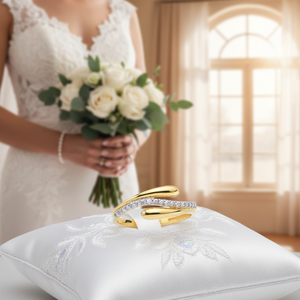 Anillo de boda de diseño artístico de oro de pureza sólida de 14K para mujer, anillo de ceremonia de boda de joyería de último diseño - Product Image 3