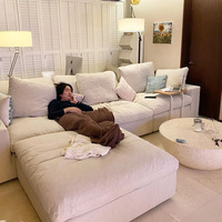 Conjunto de muebles pequeños seccionales para sala de estar, sofá moderno de lujo, color blanco crema, forma de L, Nube