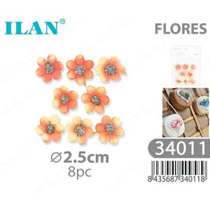 Apliques de Flores de Naranja de 2.5cm, 8 Piezas, para Decoración y Manualidades, Marca Ilan Flores - Product Image 1