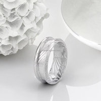 POYA 8mm Damaszener Stahl Unisex Ring Klassischer Einzelkanal Blanko-Kern Einlage für Hochzeit Verlobung Geschenk Schmuck