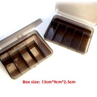 Boîte de pêche rigide étanche IPX4 en métal gris fusil à six compartiments, boucles métalliques, légèrement transparente, pour leurres, appâts et hameçons, 20L FUHUI