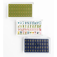 Set Ubin Mahjong Amerika Hijau Mewah Abad Pertengahan 160 Ubin Koleksi Desainer Retro Modern Premium Akrilik Berukir