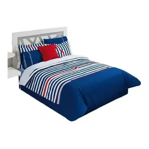 Couette simple rayée bleue Paolo 7 pièces avec draps - Product Image 1