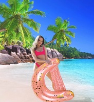 Vente en gros de matelas flottant gonflable en forme de D avec paillettes pour adultes, à forte flottabilité et stabilité, pour la plage et les centres de villégiature