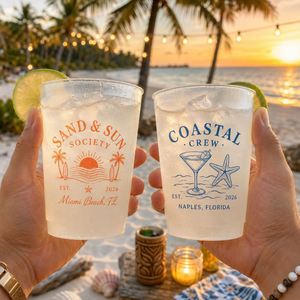 Vaso Desechable de Plástico PET de 14oz con Logotipo Personalizado para Bodas, de Pared Simple, 90mm de Diámetro, Transparente Esmerilado, para Bebidas Frías, Hielo, Café, Jugo de Limón - Product Image 1