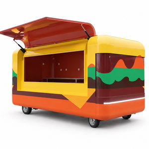 Chariot de restauration mobile sur le thème des burgers, avec grande fenêtre de service escamotable, pour la vente de nourriture de rue en extérieur - Product Image 6