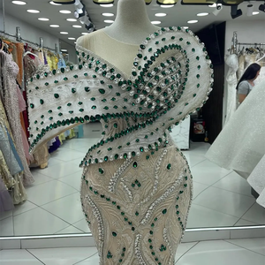 <span class=keywords><strong>Vestido</strong></span> de Fiesta Talla Grande 2026, Vestidos de Invitada de Boda de Lujo con Cristales Verdes, Vestidos de Gala Formales Aso Ebi Personalizados - Product Image 4