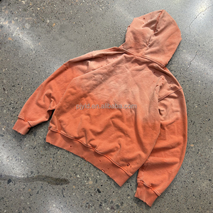 Felpe Oversize Personalizzate con Logo, Stile Vintage Effetto Lavaggio Acido, Cotone <span class=keywords><strong>Arancione</strong></span> Spray al Potassio, <span class=keywords><strong>Felpa</strong></span> Effetto Invecchiato - Product Image 2