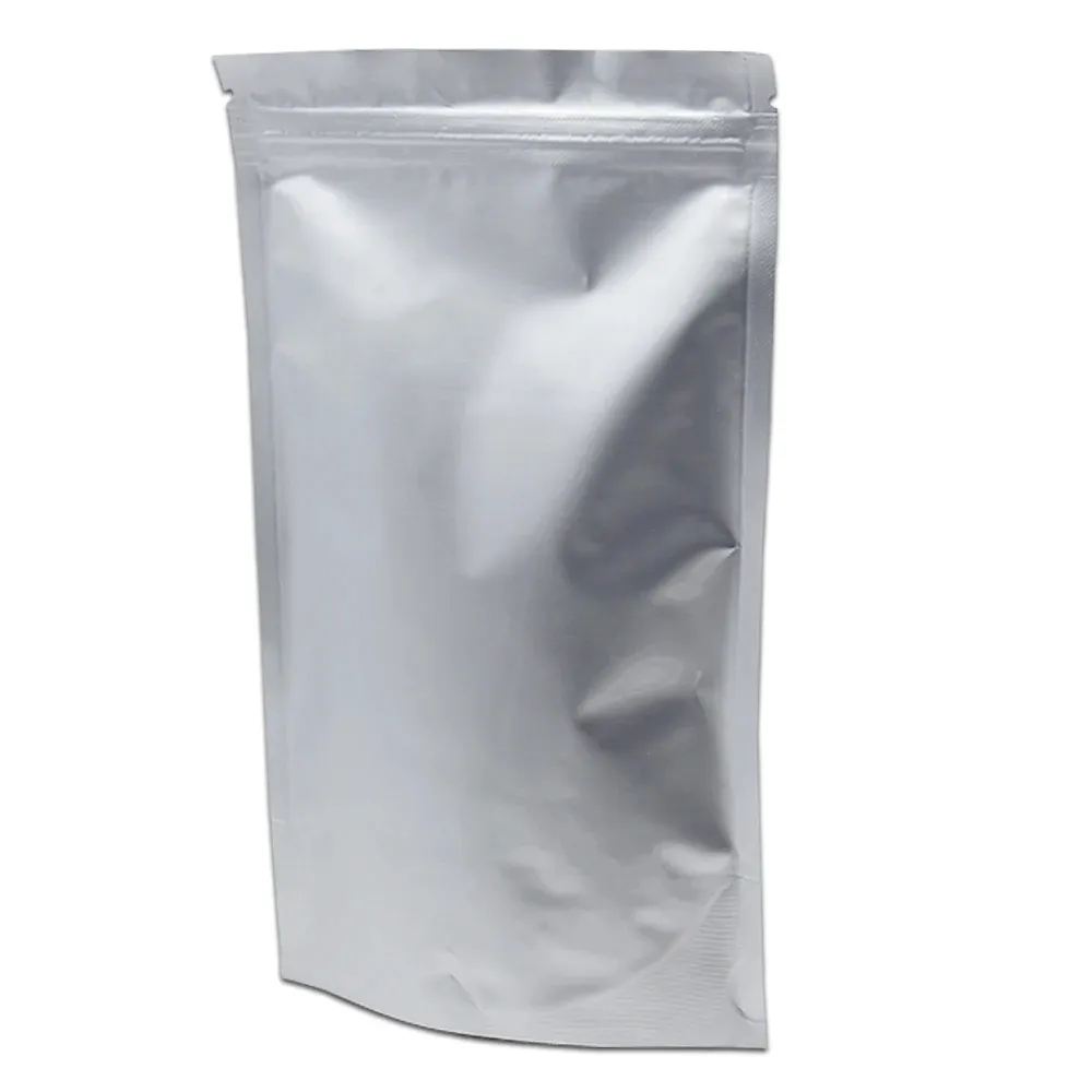 अनुकूलित सिल्वर फूड ग्रेड जिपर प्लास्टिक बैग स्टैंड अप पैकिंग ट्रिपल लैमिनेटेड पुन: प्रयोज्य ईएसडी बड़ा एल्यूमीनियम पन्नी बैग