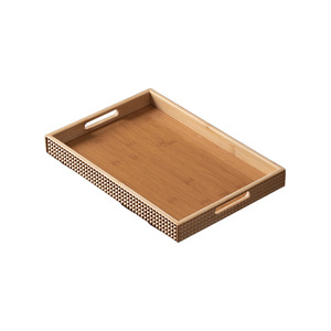 Household bamboo and wood <b>tea</b> <b>tray</b> with handle, rectangular dry brewing <b>tea</b> <b>tray</b>, suitable for <b>tea</b> room and living room storage. - Product Image 5
