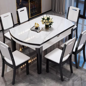 <span class=keywords><strong>Table</strong></span> à <span class=keywords><strong>manger</strong></span> moderne de luxe en chêne ensemble de chaises 4-8 places extensible design en <span class=keywords><strong>marbre</strong></span> pour <span class=keywords><strong>salle</strong></span> à <span class=keywords><strong>manger</strong></span> ou parc mobilier complet - Product Image 6