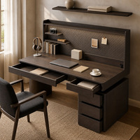 Bureau réglable en hauteur en bois massif pour le bureau à domicile avec panneau perforé, tiroirs multi-niveaux, table d'étude moderne pour ordinateur