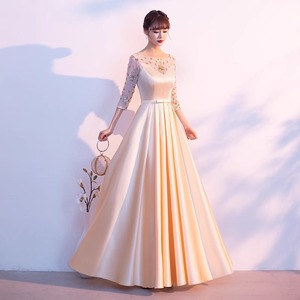 Elegant <b>A</b>-<b>Line</b> Evening <b>Dress</b> With 3D <b>Patterns</b> Empire Waist Scoop Neck Long Sleeve For Choir Performance And Events - Product Image 2