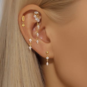 Pendientes de Plata 925 con Zirconia Redonda en Forma de Gota de Agua, Geométricos y Brillantes - Product Image 6