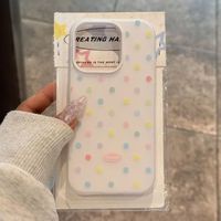 Coque de téléphone en TPU souple transparente antichoc avec motif de dessin animé coloré à pois en relief 3D pour iPhone Ins