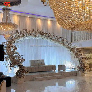 Cadre en métal lisse arc support lumière perle rideau fond mariage scène toile de fond support décor - Product Image 1