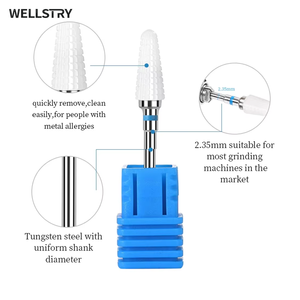 WELLSTRY Embouts de ponceuse à ongles en céramique en forme de cône pour retirer le vernis gel et nettoyer les peaux mortes, fraises électriques pour manucure et pédicure, boîte - Product Image 5