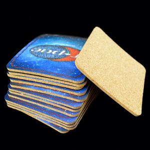 Customized Eco-Friendly 3mm Thick Hardboard DIY Wooden <b>Coaster</b> with MDF and <b>Cork</b> 9x9cm Square Absorbent Sublimation Blank - Product Image 6
