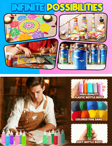 Vibrant Colored Eco-Friendly Fine <strong>Sand</strong> for <strong>Sand</strong> <strong>Art</strong> Kits Kids Sensory Play Educational DIY Crafts Safe Non-Toxic Includes Tools - Product Image 2