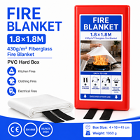 Couverture anti-feu en fibre de verre 1,8 x 1,8 m, 430 g/m², boîte rigide en PVC pour l'emballage de détail en supermarché et la sécurité des distributeurs de marques
