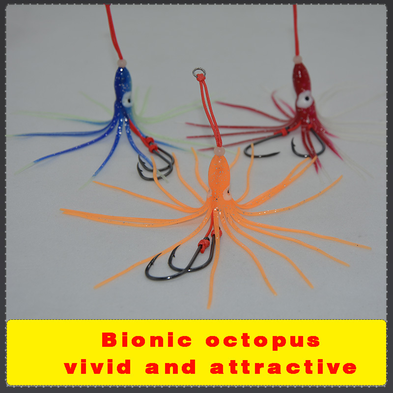 TAKEDO 12 cm 8,4 g leuchtende Tintenfischröcke, weicher Angelköder, Oktopus-Tintenfischrock, Thunfischköder mit 20 # Assist Hook Trolling Lure – Detail 9