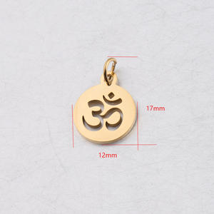 Liontin Kalung DIY dari Baja Anti Karat Berkilau, Bentuk Bulat Berongga dengan Kata-kata <span class=keywords><strong>OM</strong></span> - Product Image 6