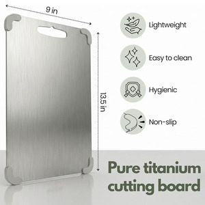 Tabla de Cortar Rectangular de Acero Inoxidable 201 de Alta Calidad, con Protector de Esquinas de Silicona Antideslizante - Product Image 4