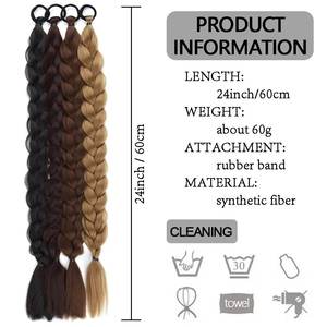 Cabello Sintético Jumbo para <span class=keywords><strong>Trenzas</strong></span> al por Mayor, 24 Pulgadas, <span class=keywords><strong>Trenzas</strong></span> Africanas de Ganchillo, Cola de Caballo Larga Trenzada Ombre - Product Image 2