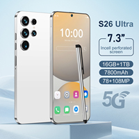 Smartphone S26 Ultra 7,3 pouces 120 Hz 5G Android 14 16 Go de RAM 1 To de stockage Appareil photo 108 MP Batterie 7800 mAh Double SIM Cadre métallique