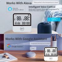Thermostat numérique intelligent Tuya avec écran IPS, fonctionne sur piles, capteur de température et d'humidité, application Android