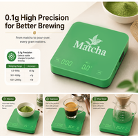 Timbangan Kopi Elektronik Pintar Matcha Scale 2kg 0.1g untuk Rumah, Pembuatan Espresso, Mati Otomatis, Portabel, Pengatur Waktu Otomatis, Warna Hijau