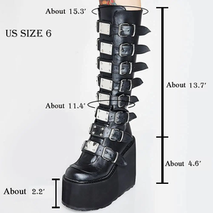 Botas De Combate Personalizables De Media Pantorrilla Hasta La Rodilla Estilo Punk Gótico Para Mujer Con Plataforma Gruesa Cierre Y Punta Redonda - Product Image 5