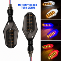 Lampu Sein LED Motor YD DRL Dua-dalam-Satu Lensa Heksagonal Bersegi Amber Sein Putih Biru Merah DRL Lampu Jalan