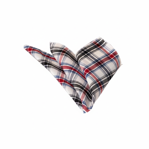 <b>White</b> Black Red Blue Checkered Breathable Cotton Collar <b>Pocket</b> <b>Square</b> - Product Image 2