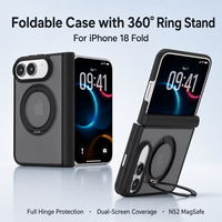Étui pliable pour iPhone Duo 18 avec support anneau rotatif 360° et versions magnétiques, protection complète de la charnière, finition givrée, vente en gros