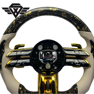 Volante de Cuero Beige de Fibra de Carbono Real Personalizado de Calidad Superior Compatible con Mercedes W223 W464 G63 Clase C 809P - Product Image 4