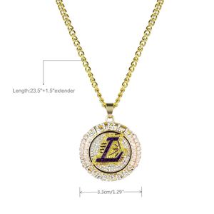 สร้อยคอแชมป์ Lakers แบบ unisex ดีไซน์ทันสมัย ชุบทอง รูปทรงเรขาคณิตการ์ตูน จี้ห้อยประดับเพชรซิร์คอน วัสดุทองเหลือง ขายส่ง เครื่องประดับแฟชั่น - Product Image 2