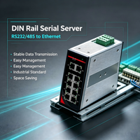Servidor Serial Industrial para Riel DIN, 1x RS485 a Ethernet, Modbus TCP, COM Virtual, Transparente, 12-24V DC, para IIoT y SCADA