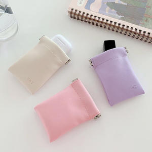 Embossed Logo Small Leather Jewelry Pouch Customized <b>Drawstring</b> pink Recyclable Earring Necklace <b>Bracelet</b> - Product Image 3