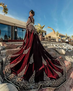 ATIYA LIBAS Lehenga Choli de Acetato para Mujer con Bordado Zardozi Pesado, Estilo de Oriente Medio, Largo hasta el Suelo con Cola Larga para Bodas y Fiestas - Product Image 2