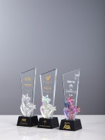 Trophée de cristal avec logo personnalisé Souvenir créatif en métal Prix de la conférence Technique d'impression UV Trophée de médaille Cristal éblouissant