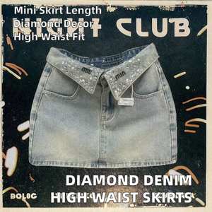<span class=keywords><strong>Mini</strong></span>-<span class=keywords><strong>Jupe</strong></span> en Jean A-Line Effet Diamant pour Femme, Style Brodé Coréen Streetwear, Taille Haute Déchirée, Coupe Slim Décontractée Été - Product Image 3