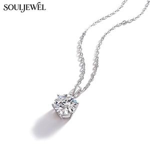 Collier de luxe avec pendentif en moissanite taille brillant, en argent sterling S925 plaqué rhodium, serti griffe, idéal pour fiançailles, mariage, cadeau, bijoux - Product Image 3