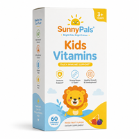 Boîte d'emballage personnalisée imperméable pour compléments vitaminiques pour enfants, en papier couché, gaufrée, colorée et pliable, pour marque de produits de santé pour enfants
