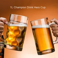 Hxglass Hero Cup ekstra besar 400ml 600ml 700ml 1000ml ml Mug Draft bir dengan pegangan Ins Mug kopi populer Oktoberfest
