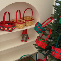 Vente en gros Nouveau panier de rangement pour bonbons de Noël Paniers de fleurs tissés en bambou conçus à la main